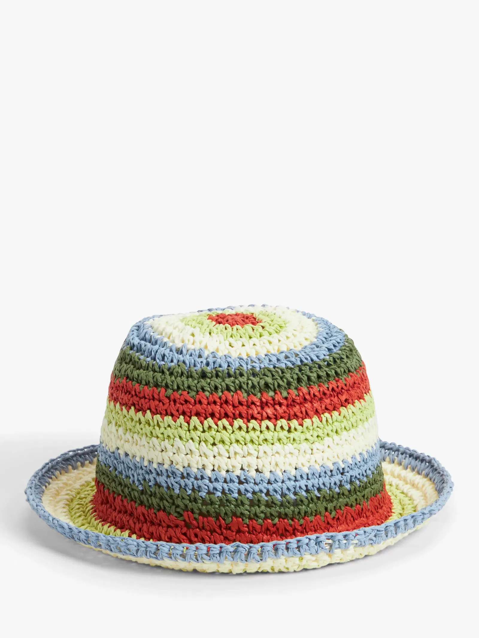 John Lewis Block Stripe Wide Brim Hat, Natural/Black at John Lewis