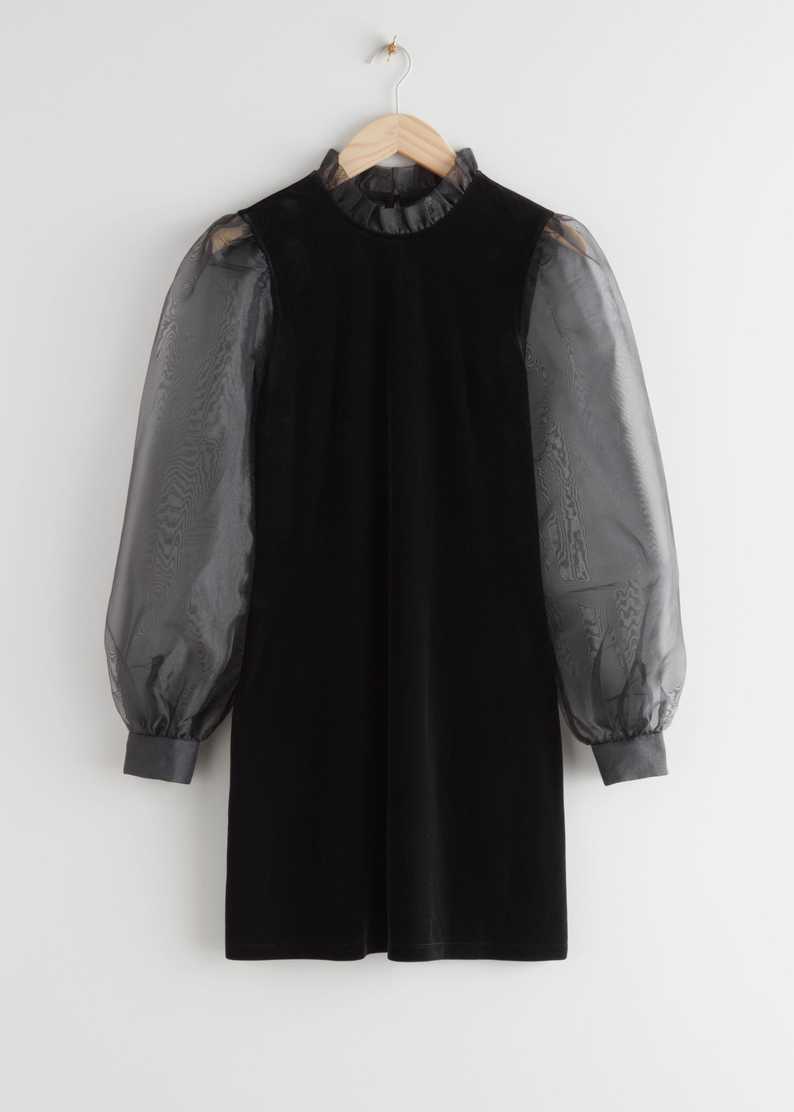 other stories organza dress & OTHER STORIES Organza Sleeve Velvet Mini Dress