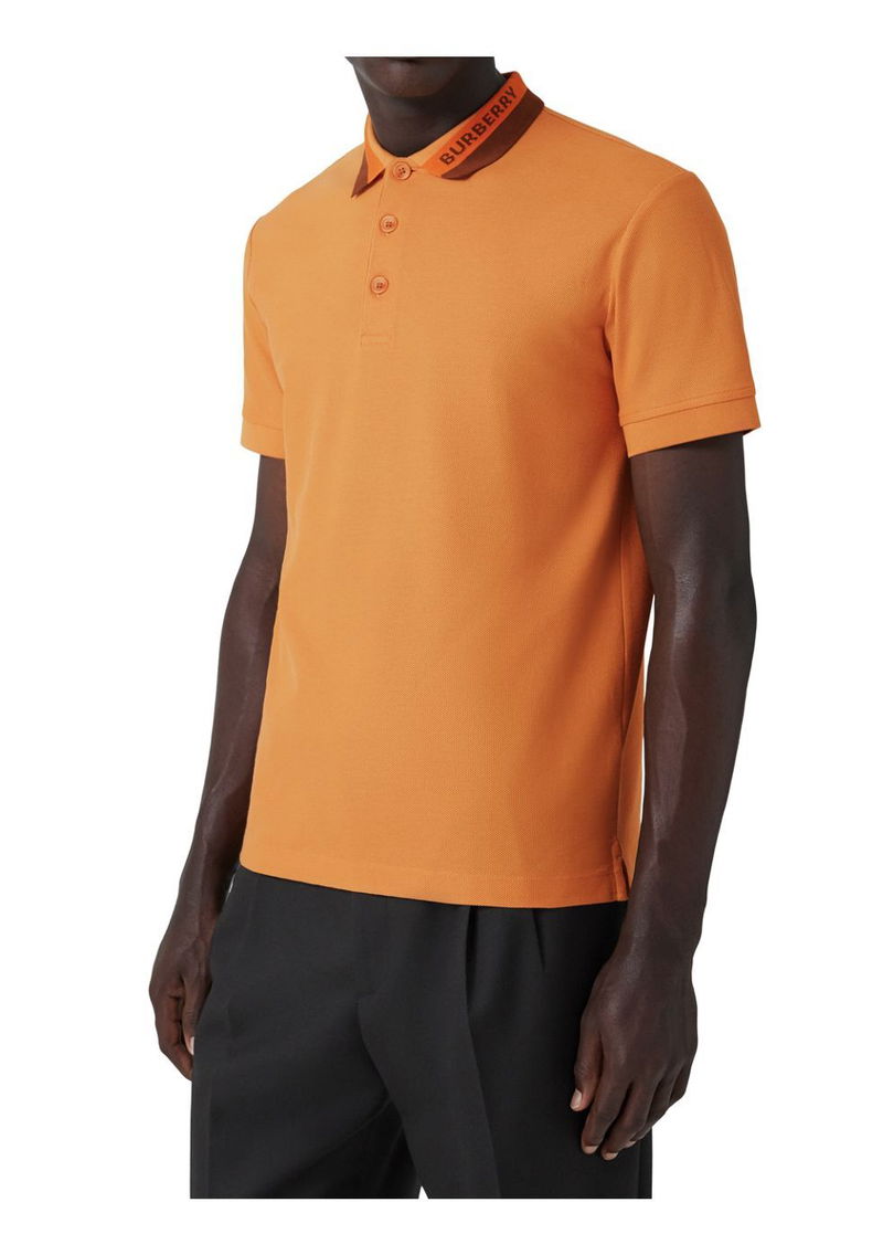 orange burberry polo