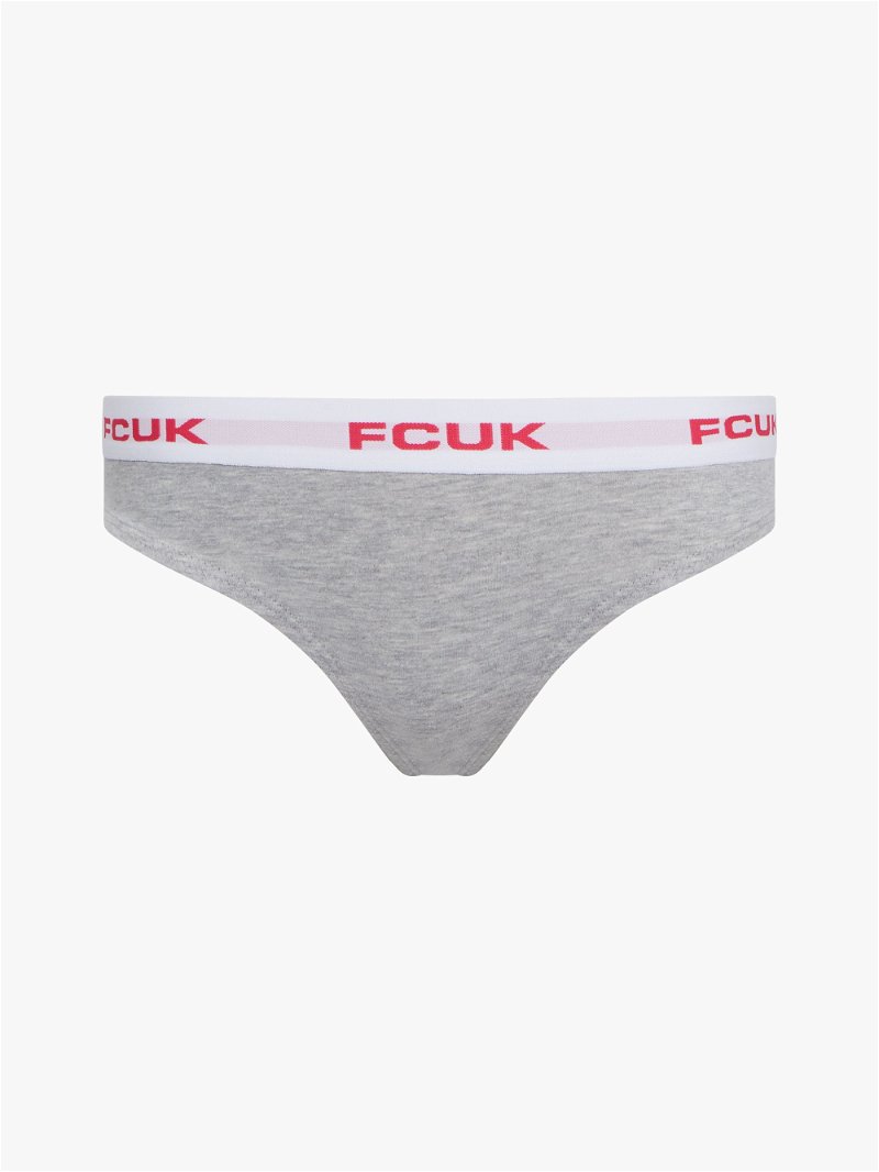 FRENCH CONNECTION 3 Pack FCUK Logo Briefs in Fiery Red/Light Grey Mel/Navy