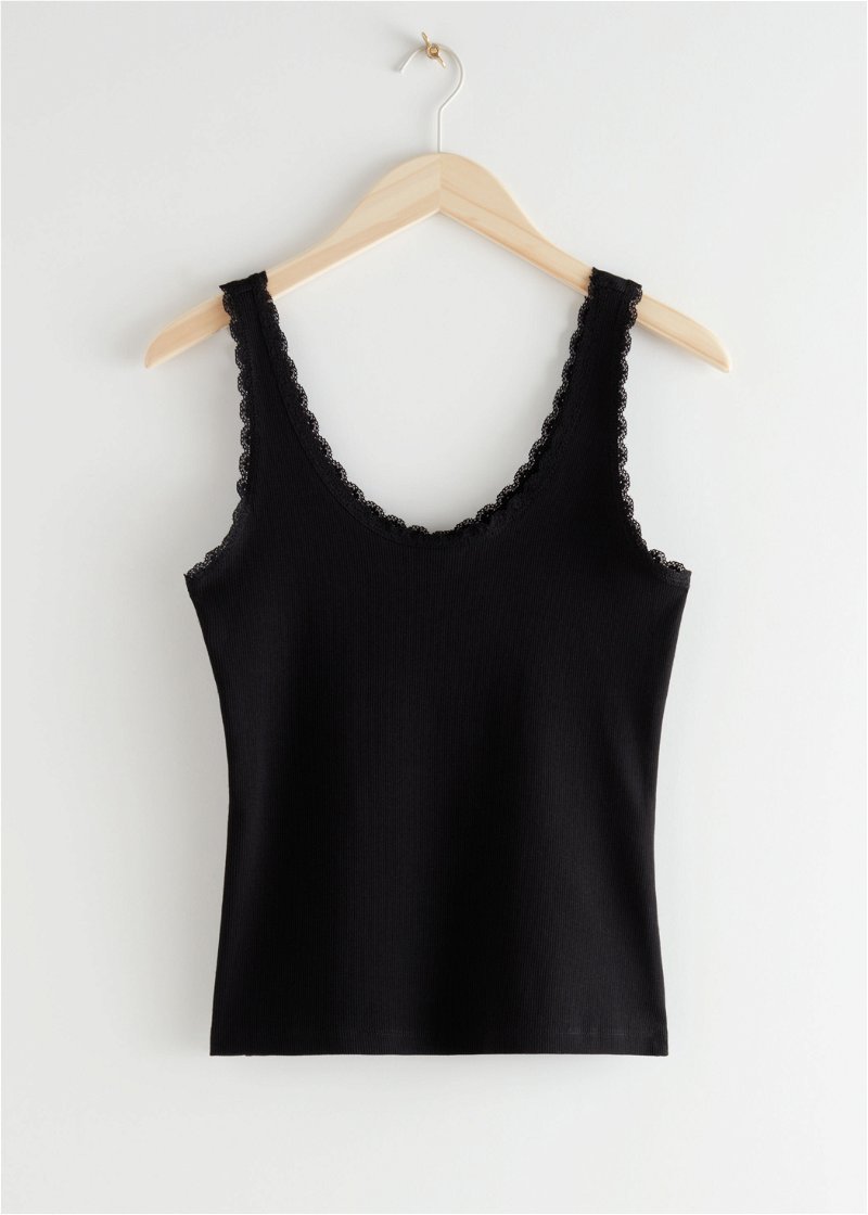  OTHER STORIES Lace Trim Ribbed Tank Top