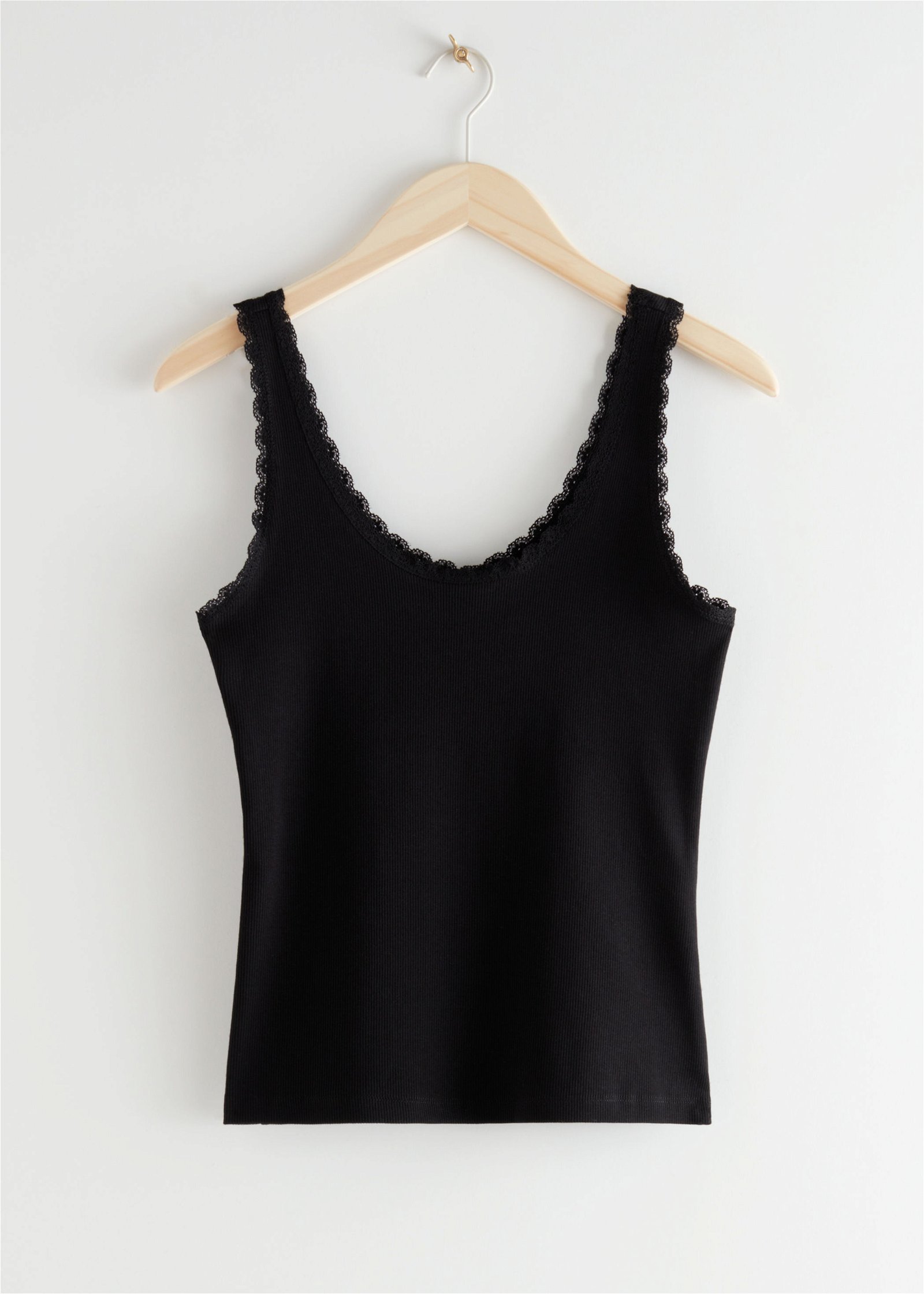 Lace Trim Ribbed Tank Top  Lace trim tank top, Ribbed tank tops