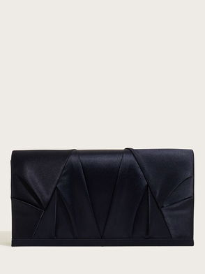 John Lewis Satin Pleat Wrist Pouch Bag, Black at John Lewis & Partners