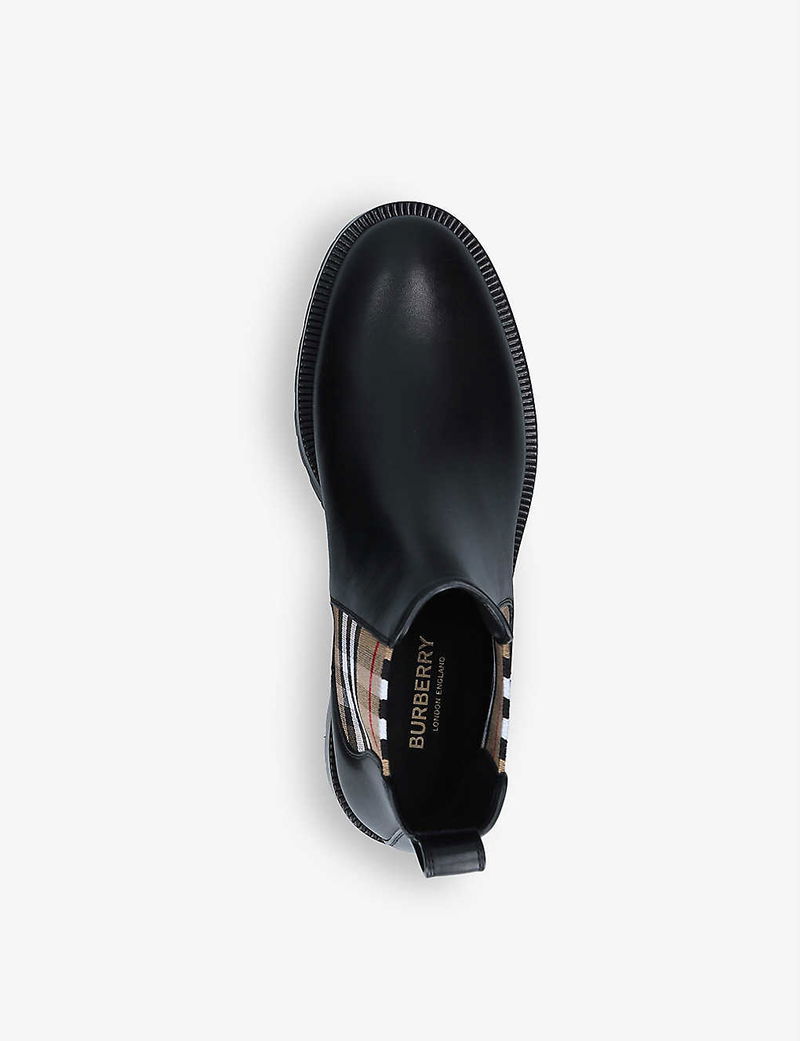 BURBERRY Allostock Vintage Check-Detail Leather Chelsea Boots