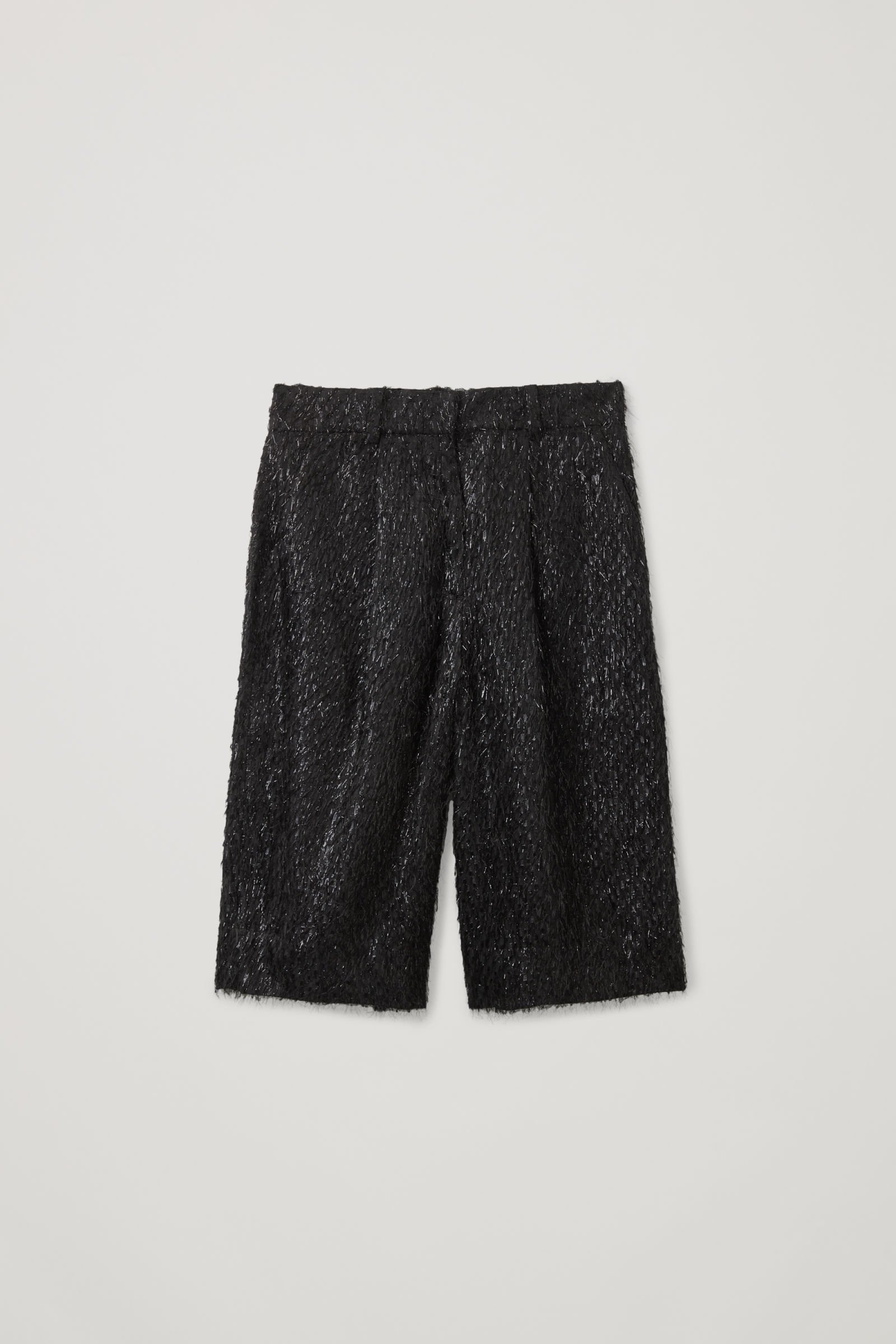 COS Tailored Feathered Shorts in black | Endource