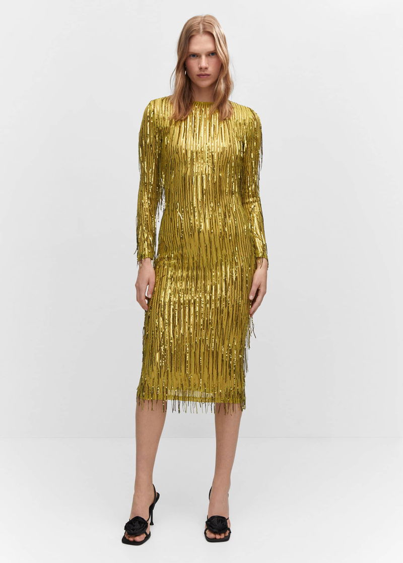 MANGO Metallic Fringed Dress | endource