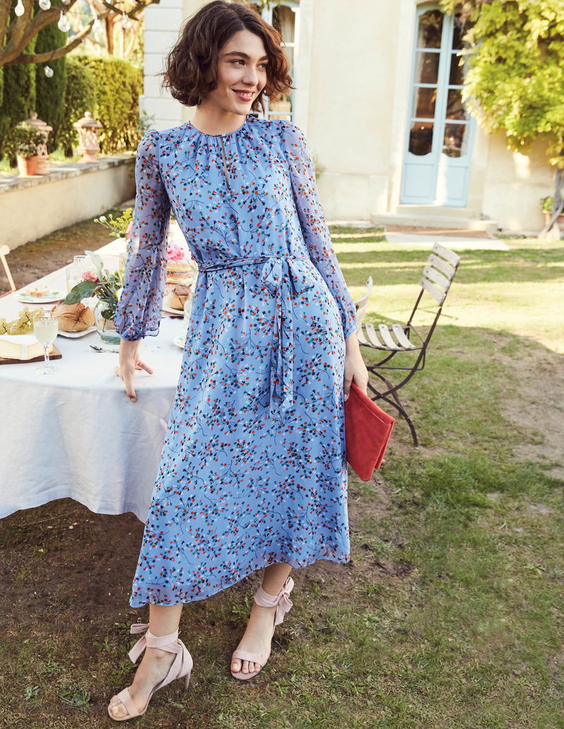 boden blue floral dress Boden Women's Florence Linen Blend Dress in Blue