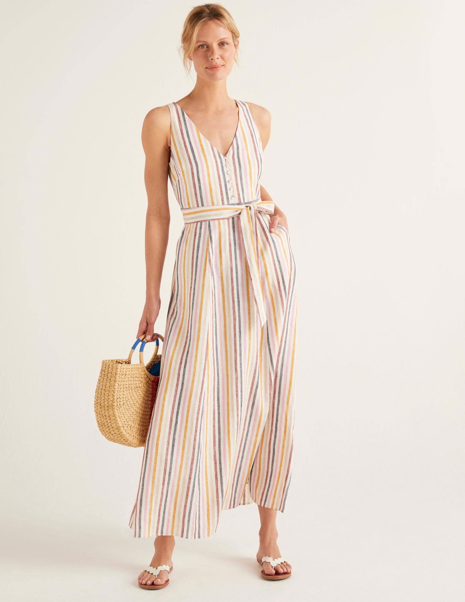 knee length dresses for ladies Linen Maxi Beach Dress Livia XXS / Cloudy Blue
