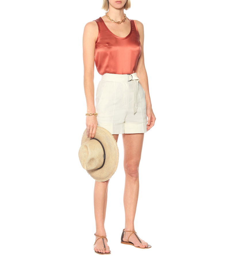 BRUNELLO CUCINELLI Stretch-Silk Tank Top in Orange