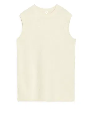 ARKET Long Knitted Vest in Cream | endource