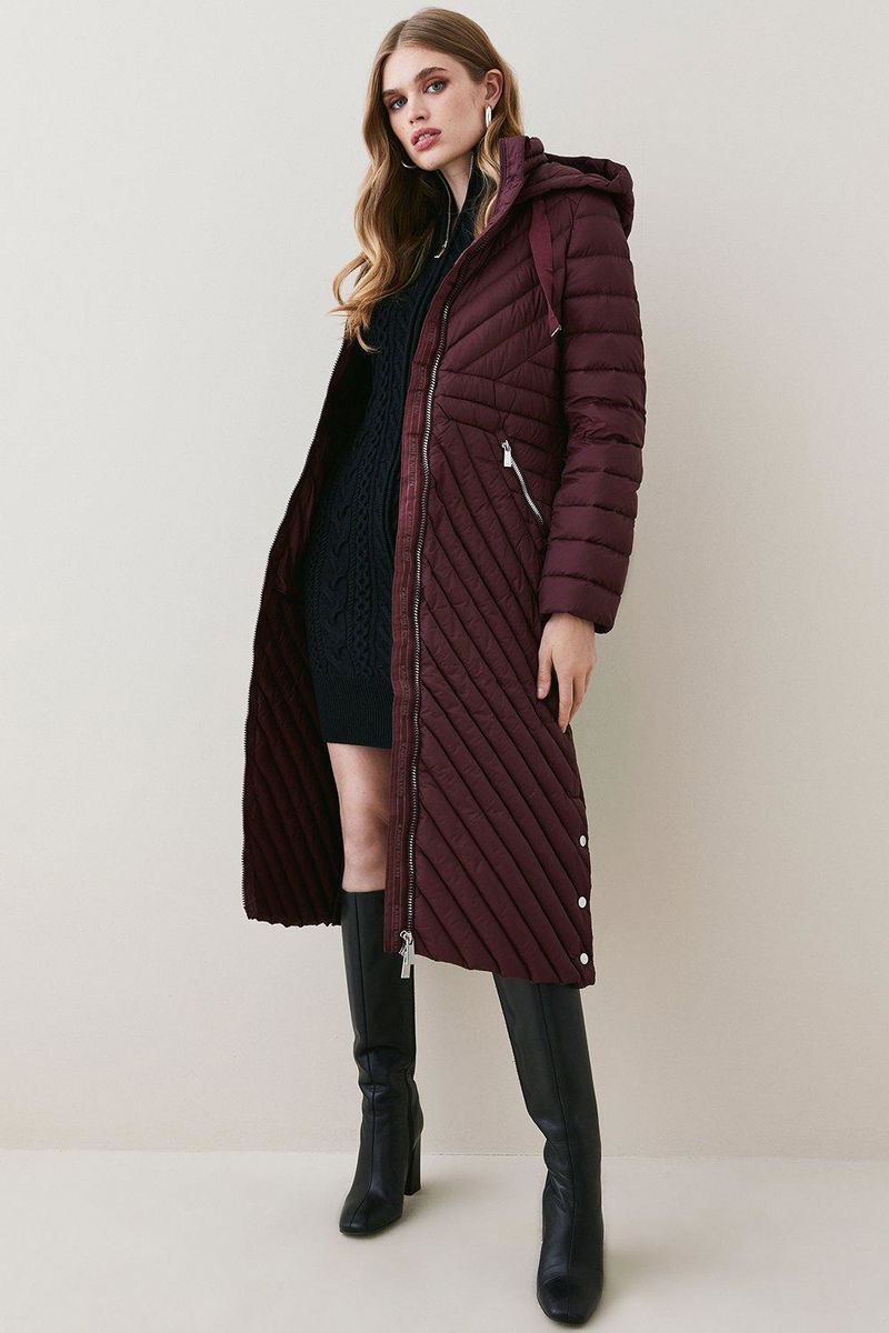Karen Millen Down Knee Length Coat Full Length Packable Down Coat Top