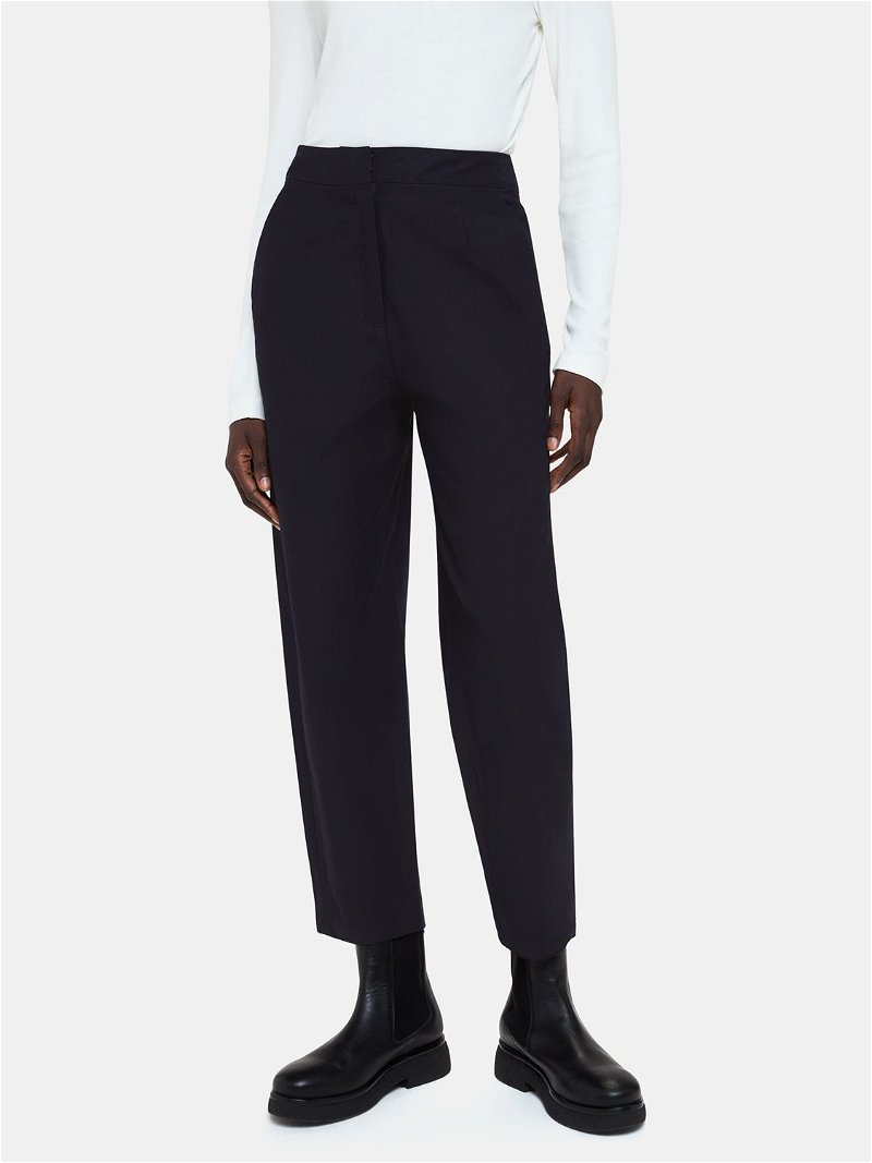 WHISTLES Carla Barrel Cotton Trousers in Navy