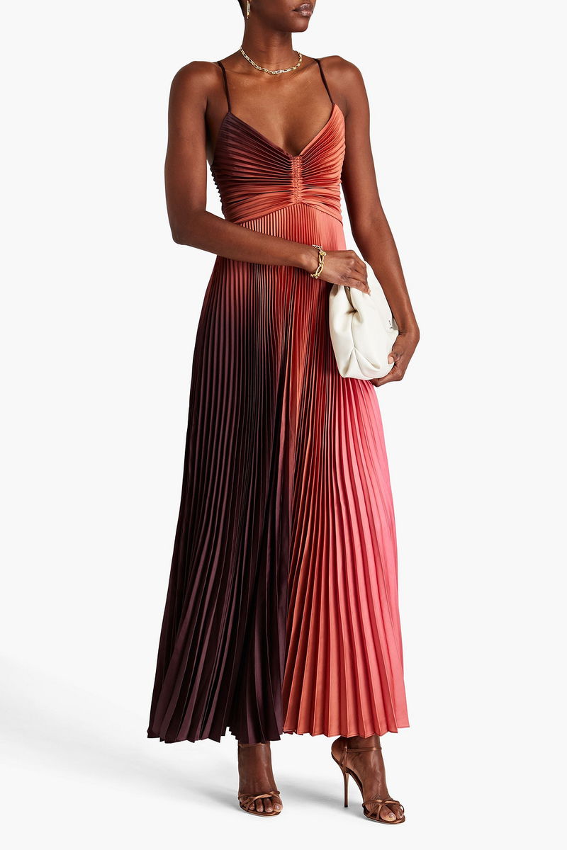 A.L.C. Ariya Pleated Dgrad Satin Maxi Dress | endource