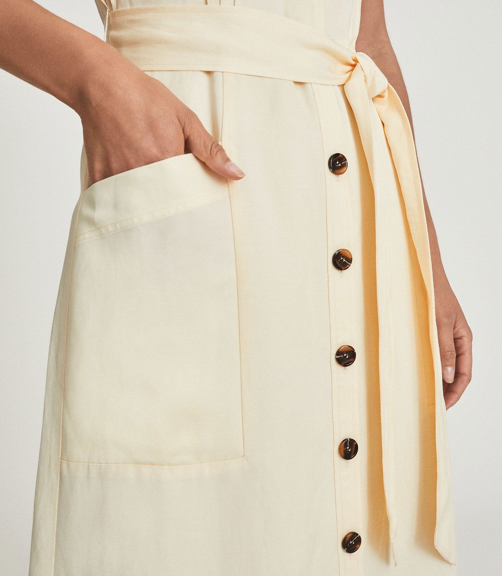 REISS Emma Linen Blend Midi Dress | endource