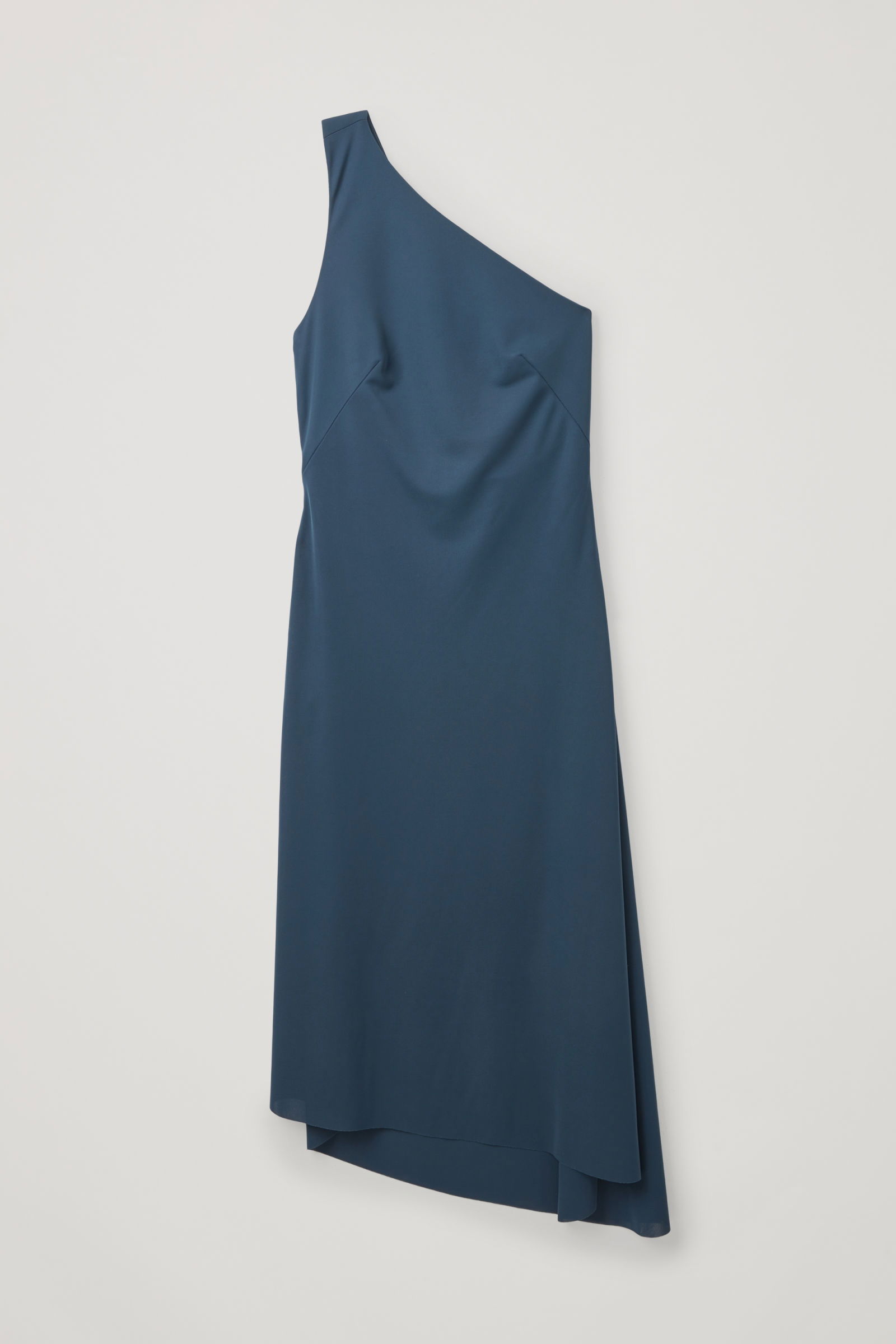 cos asymmetric strap jersey dress 50% off Blue dress
