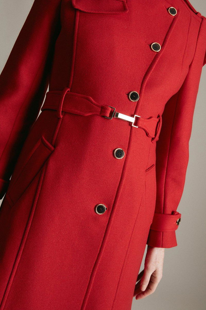 Karen Millen Red Military Coat Karen Millen Wine Red Wool Military