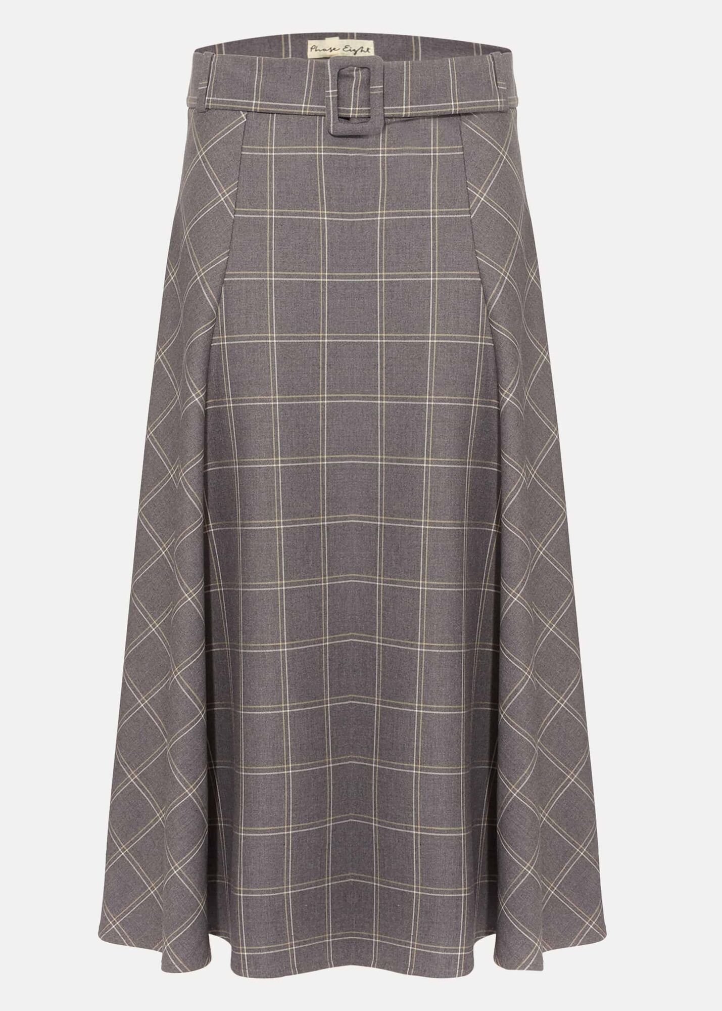 PHASE EIGHT Check A Line Skirt in Grey