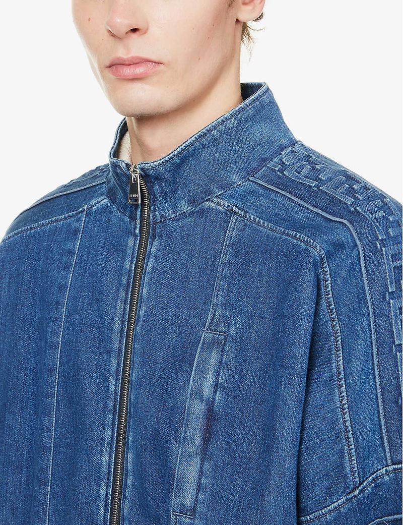 Fendi Old flower denim jacket Blue Gray Cotton Linen