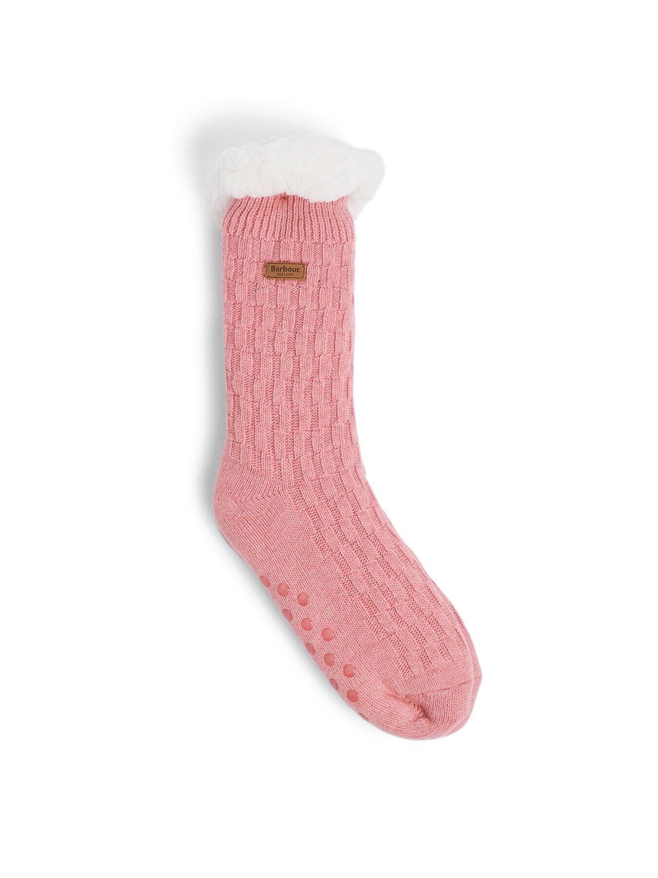 BARBOUR Cable Knit Lounge Sock in Dusky Pink | Endource