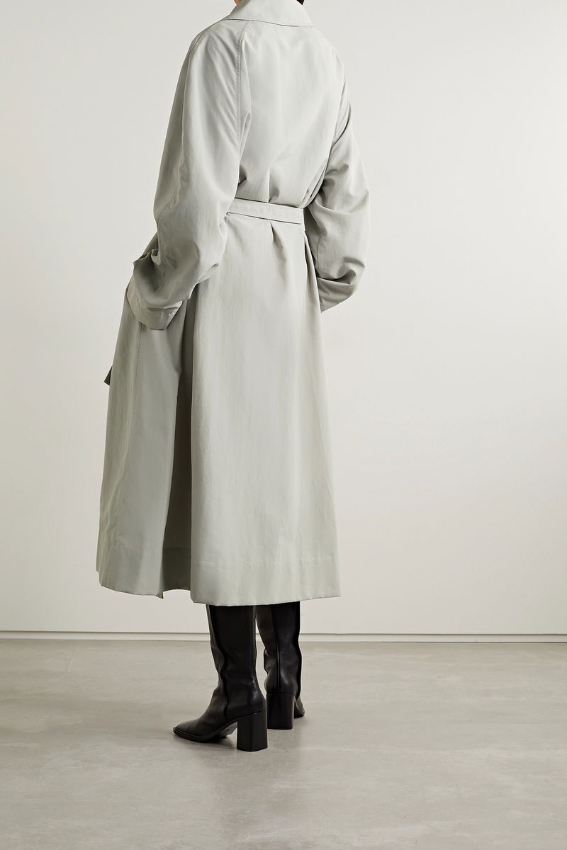 THE ROW Agathan Belted Shell Trench Coat in Gray | endource