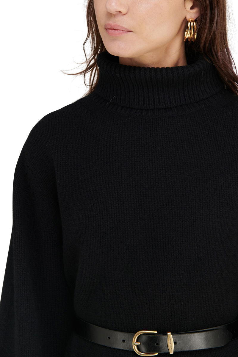 Toteme Wool Cashmere Turtleneck Sweater in Beige Melange