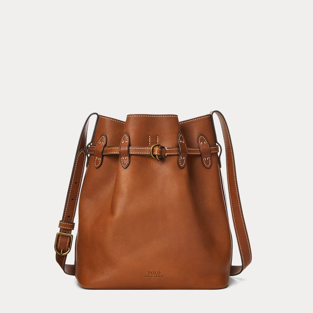POLO RALPH LAUREN Leather Large Bellport Bucket Bag in Tan Endource
