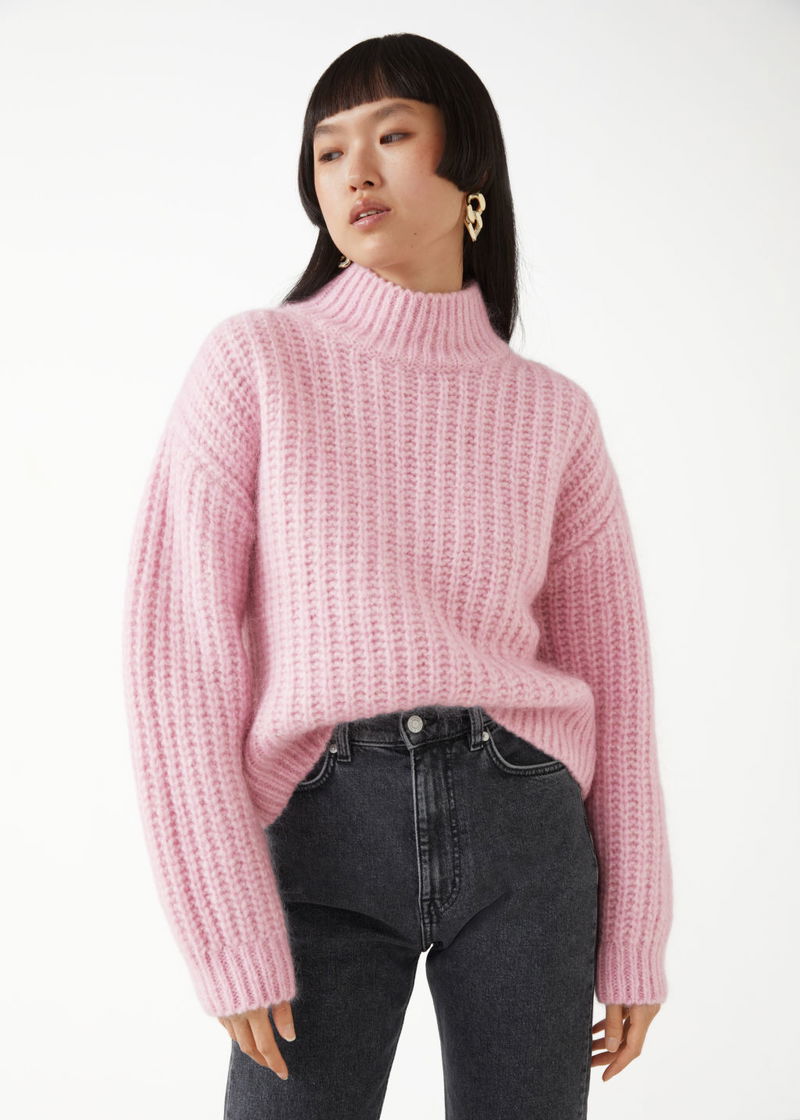 OTHER STORIES Fluffy Mock Neck Ribbed Jumper endource