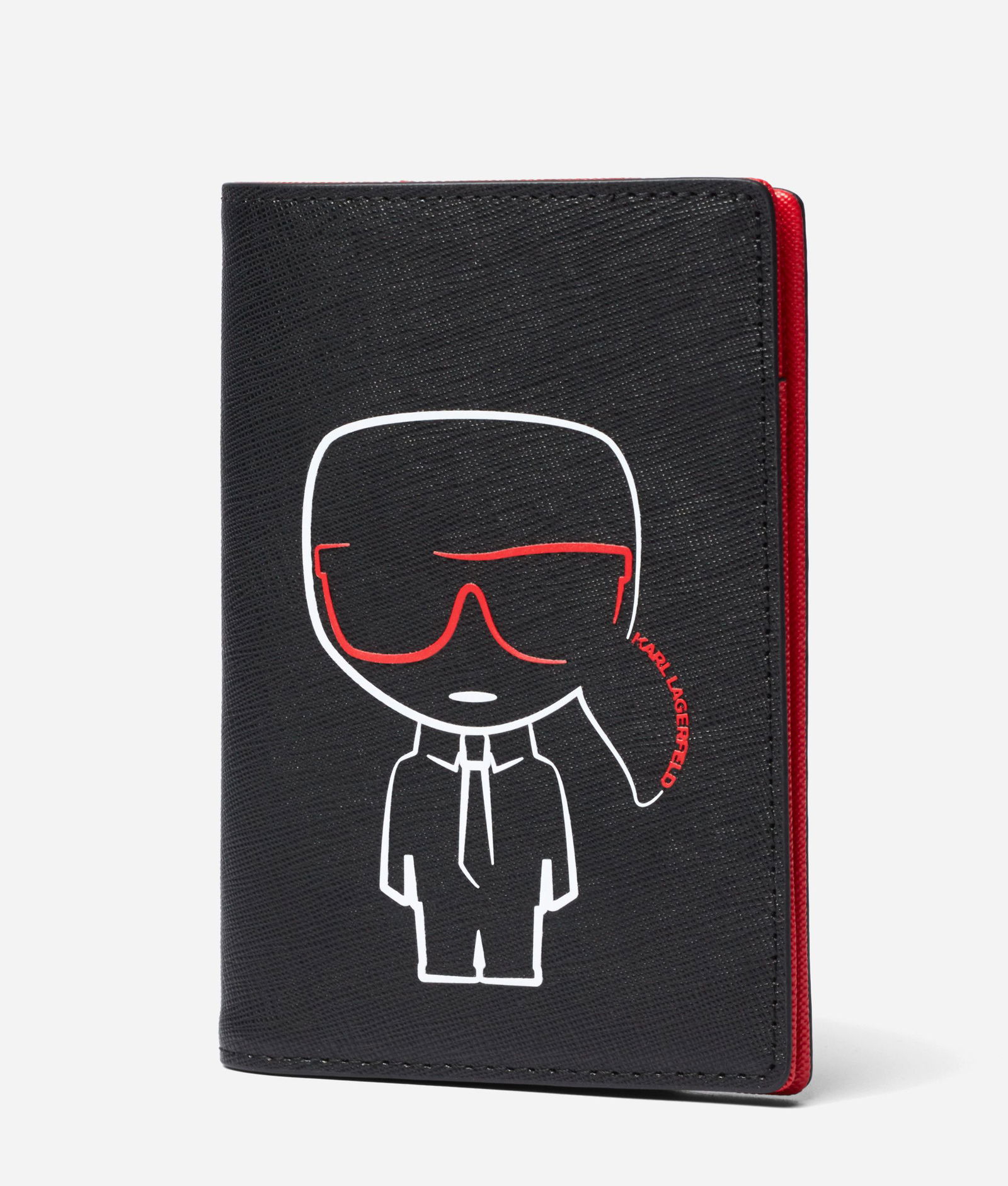 KARL LAGERFELD K/Ikonik Passport Holder in Black Endource