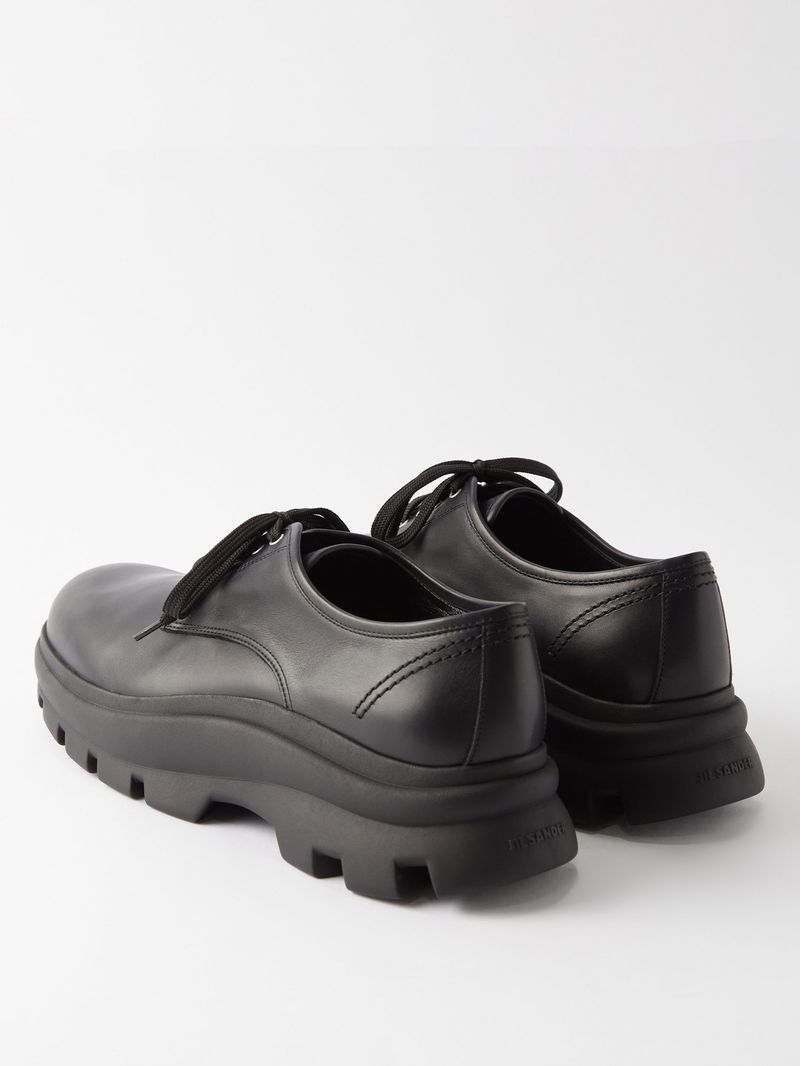 JIL SANDER Chunky-Sole Leather Derby Shoes in Black | endource
