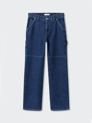 MANGO Nora Straight Leg Jeans in Dark Blue