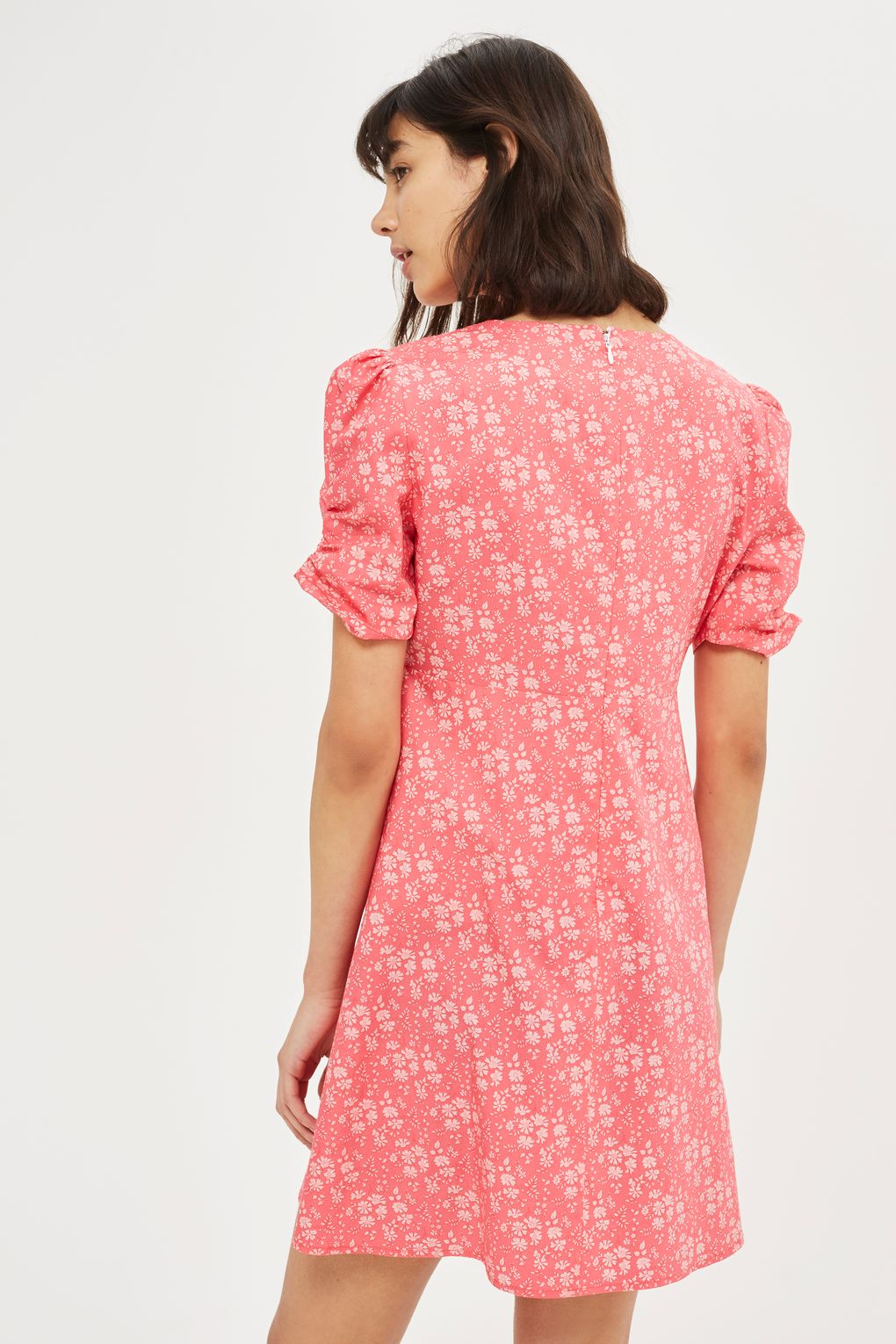 topshop pink skater dress Topshop Womans Fit & Flare Jersey Skater Pink Dress Zip Up Back Bow Detail Sz 4