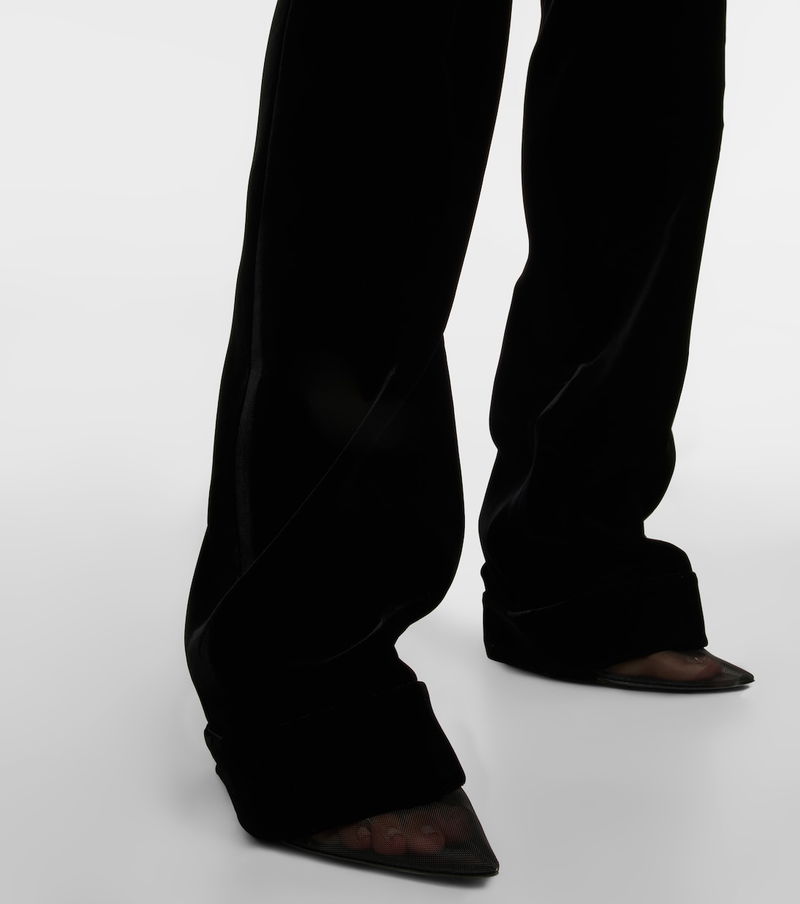 Cupro Velvet High-Rise Straight Pants