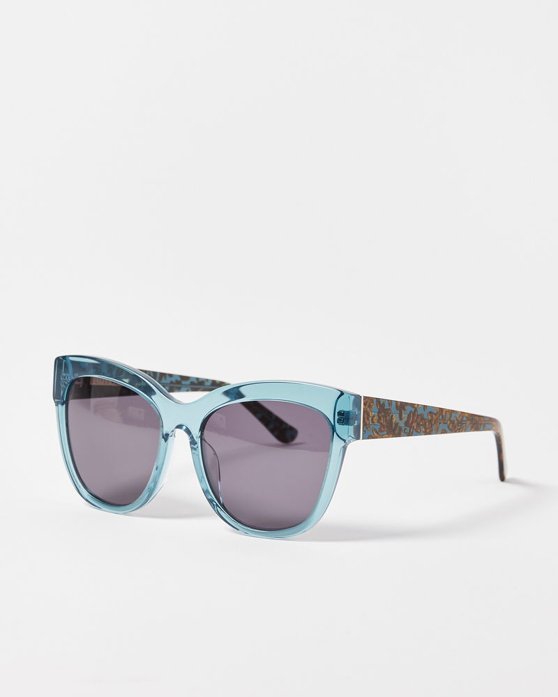 Oliver Bonas Crystal Cat Eye Sunglasses In Blue Endource