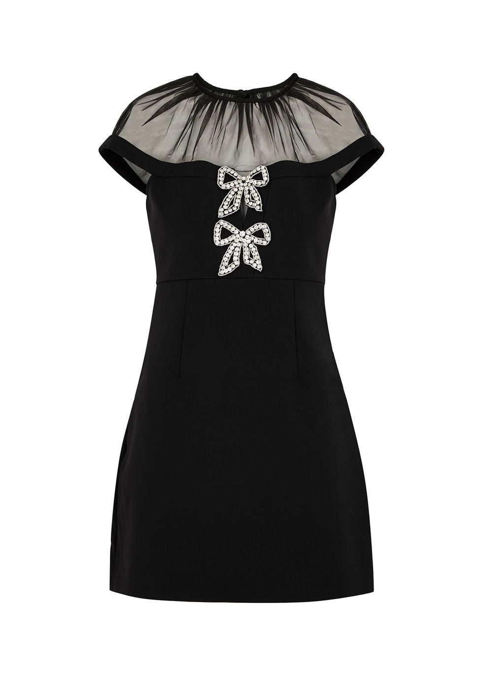 Black Crepe Bow Mini Dress