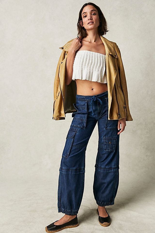 FREE PEOPLE We The Free - South Bay Utility Cargo Jeans in Pacific