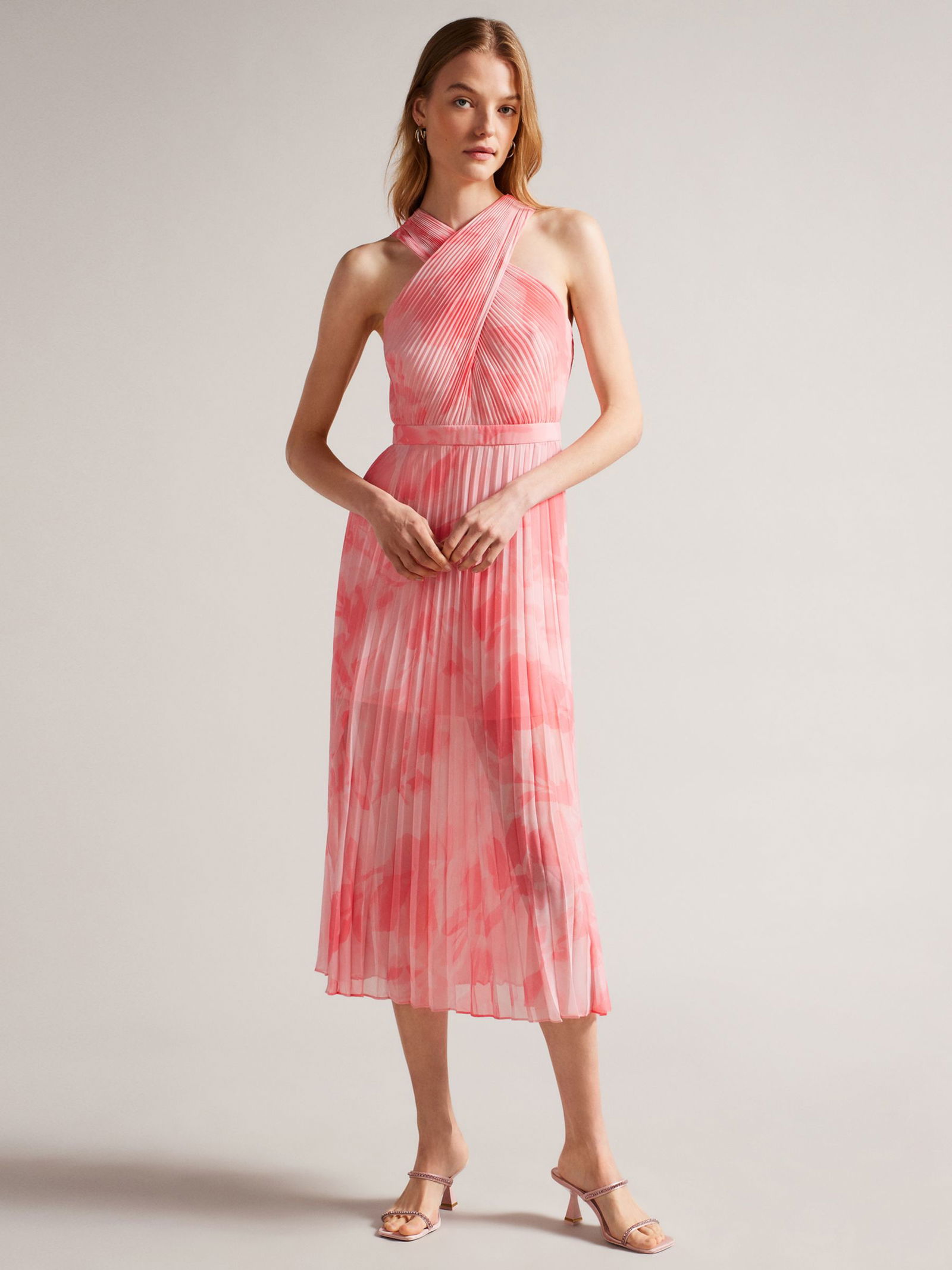 TED BAKER Mirelia Cross Front Pleated Midi Dress | endource TED BAKER Mirelia Cross Front Pleated Midi Dress | endource