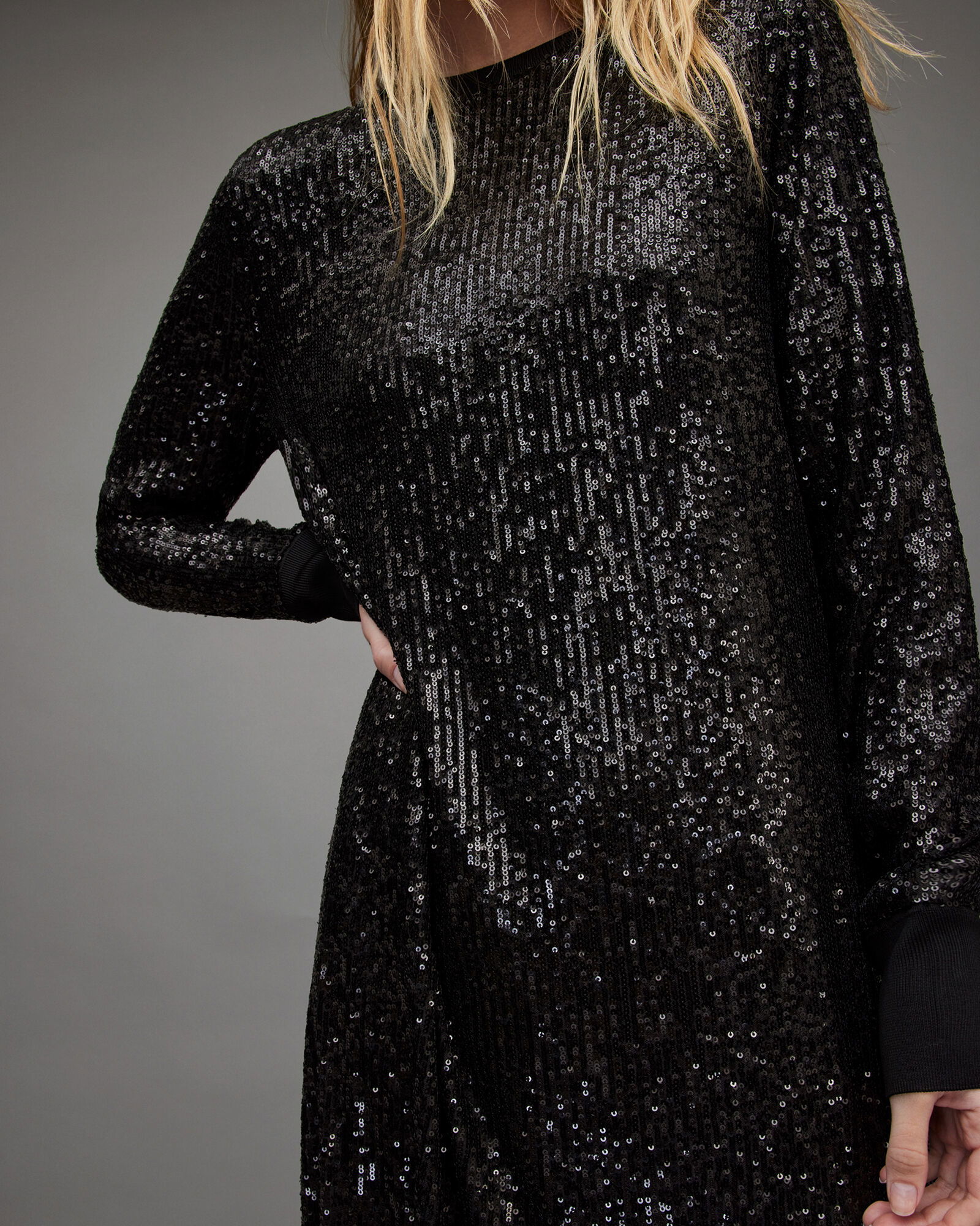 all saints black sequin dress ALLSAINTS Haddi Cowl Neck Mini Slip Allsaints Cocktail dress / Party dress at Zalando.pl ALLSAINTS Solstice Sequined Mini Dress