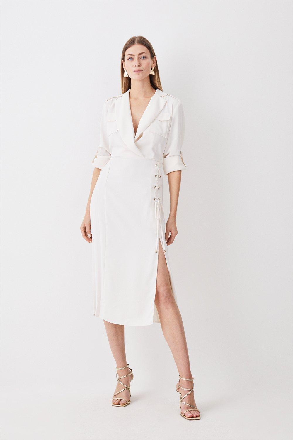 Soft Tailored One Shoulder Ruched Midaxi Dress