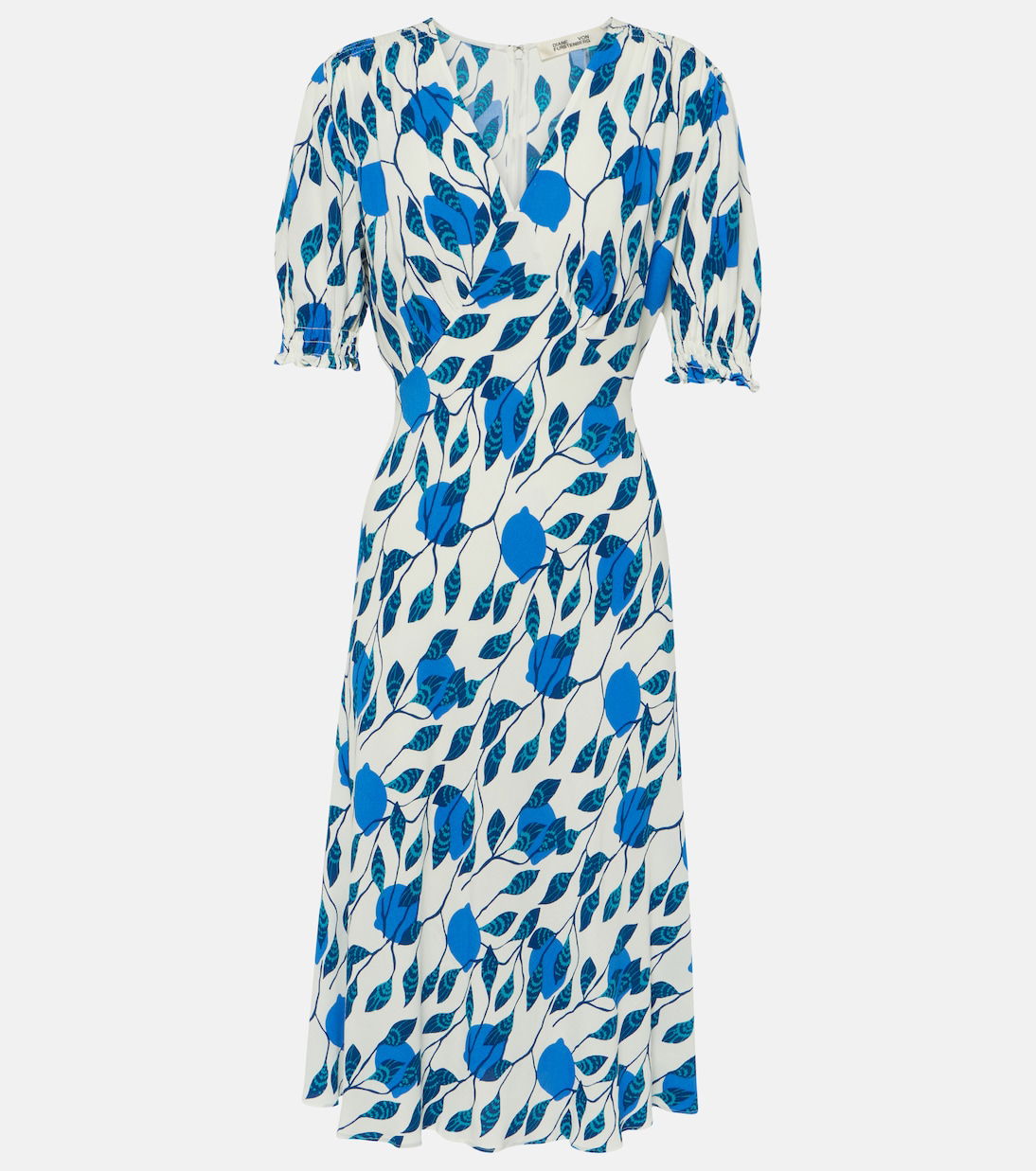 DIANE VON FURSTENBERG Jemma Printed Crêpe Midi Dress in Blue | Endource