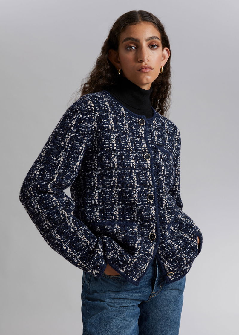 & OTHER STORIES Tweed Jacket in Blue/White Tweed Endource