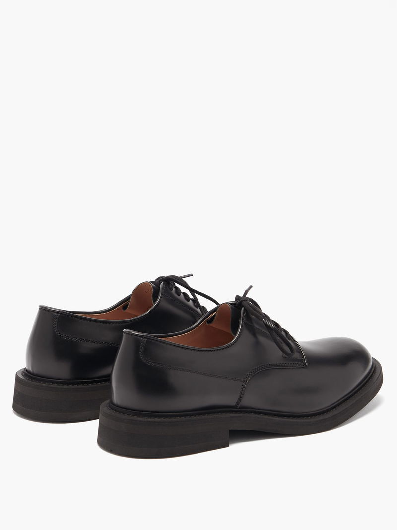 BOTTEGA VENETA The Level Panelled Leather Derby Shoes in Black 