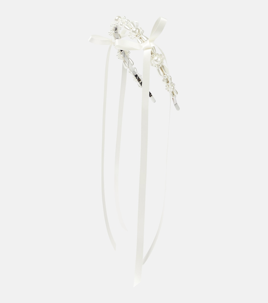 SIMONE ROCHA Bow-Detail Faux Pearl Headband in White | endource