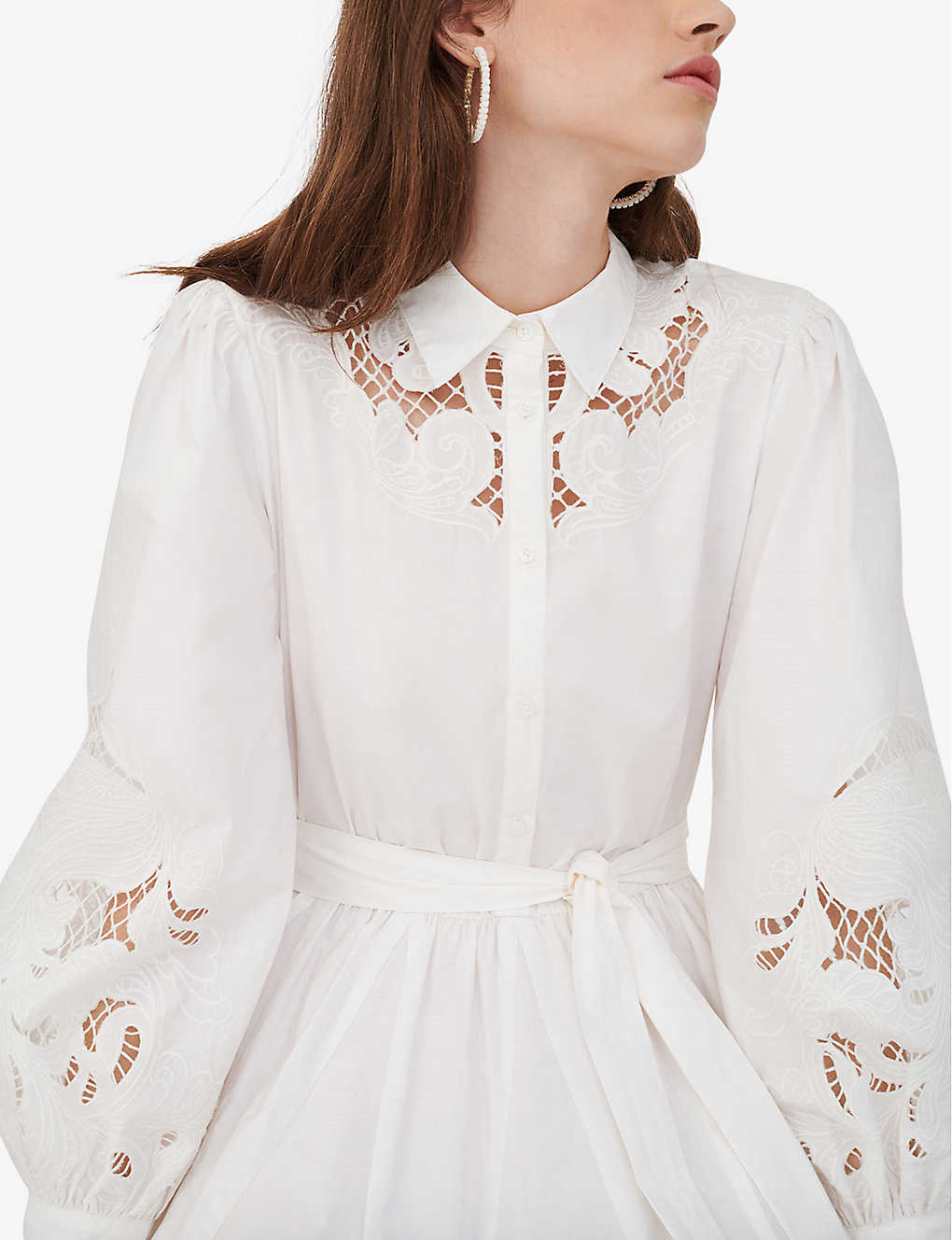 maje lace skater dress MAJE Rebello Cotton And Guipure Lace Skater Dress