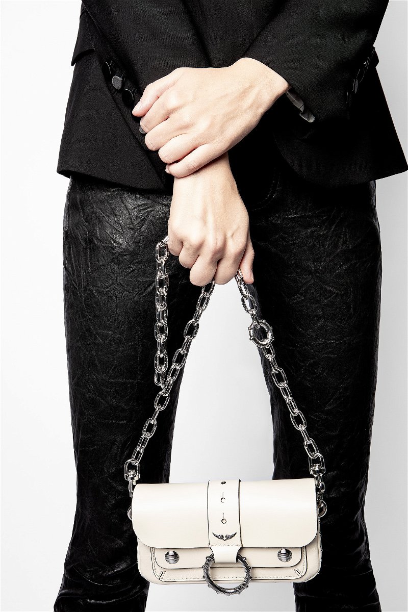 Zadig Voltaire X Kate Moss Leather Messenger Bag With Metal Chain