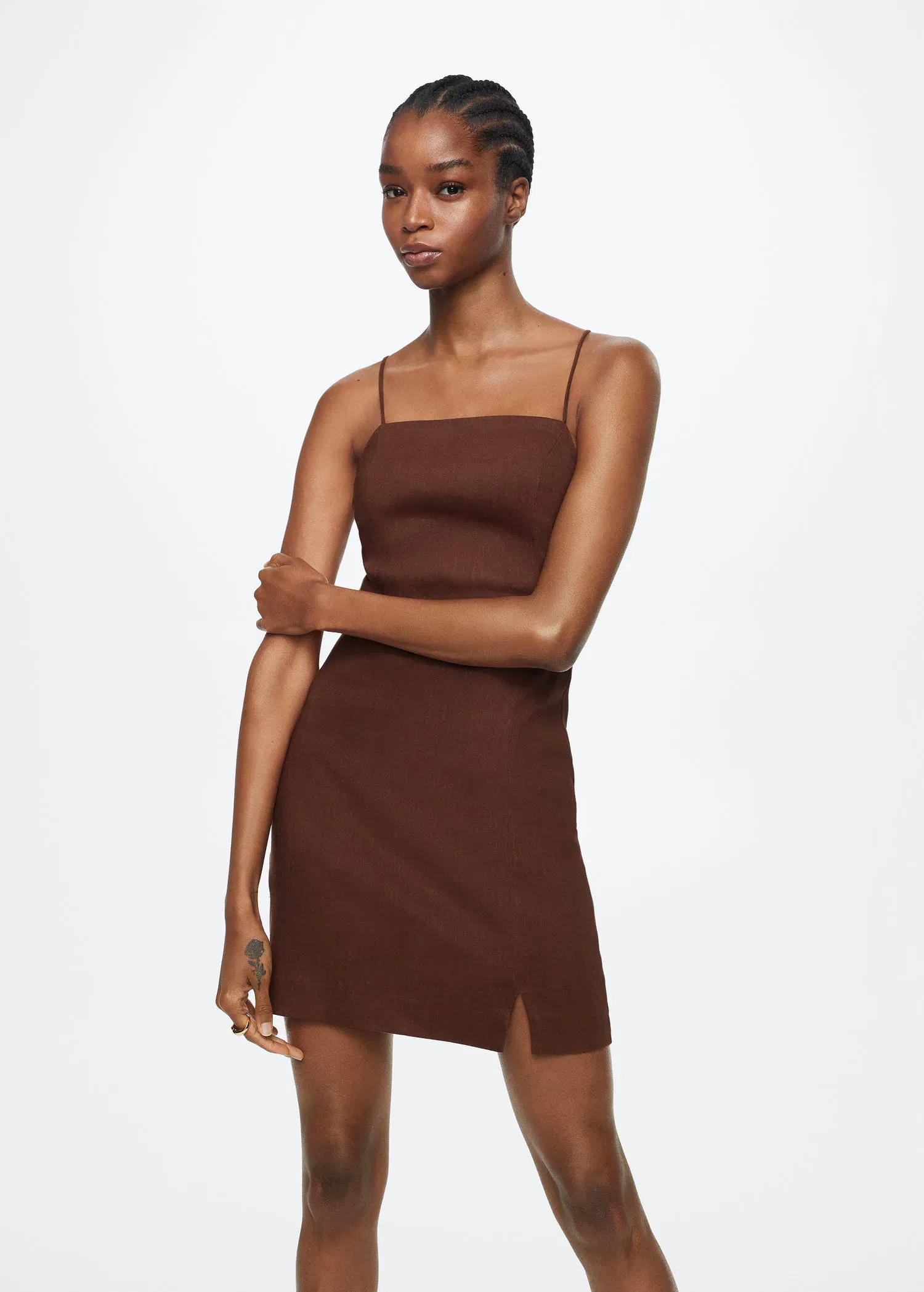 mango brown linen dress MANGO - Lyocell shirt Dress Brown