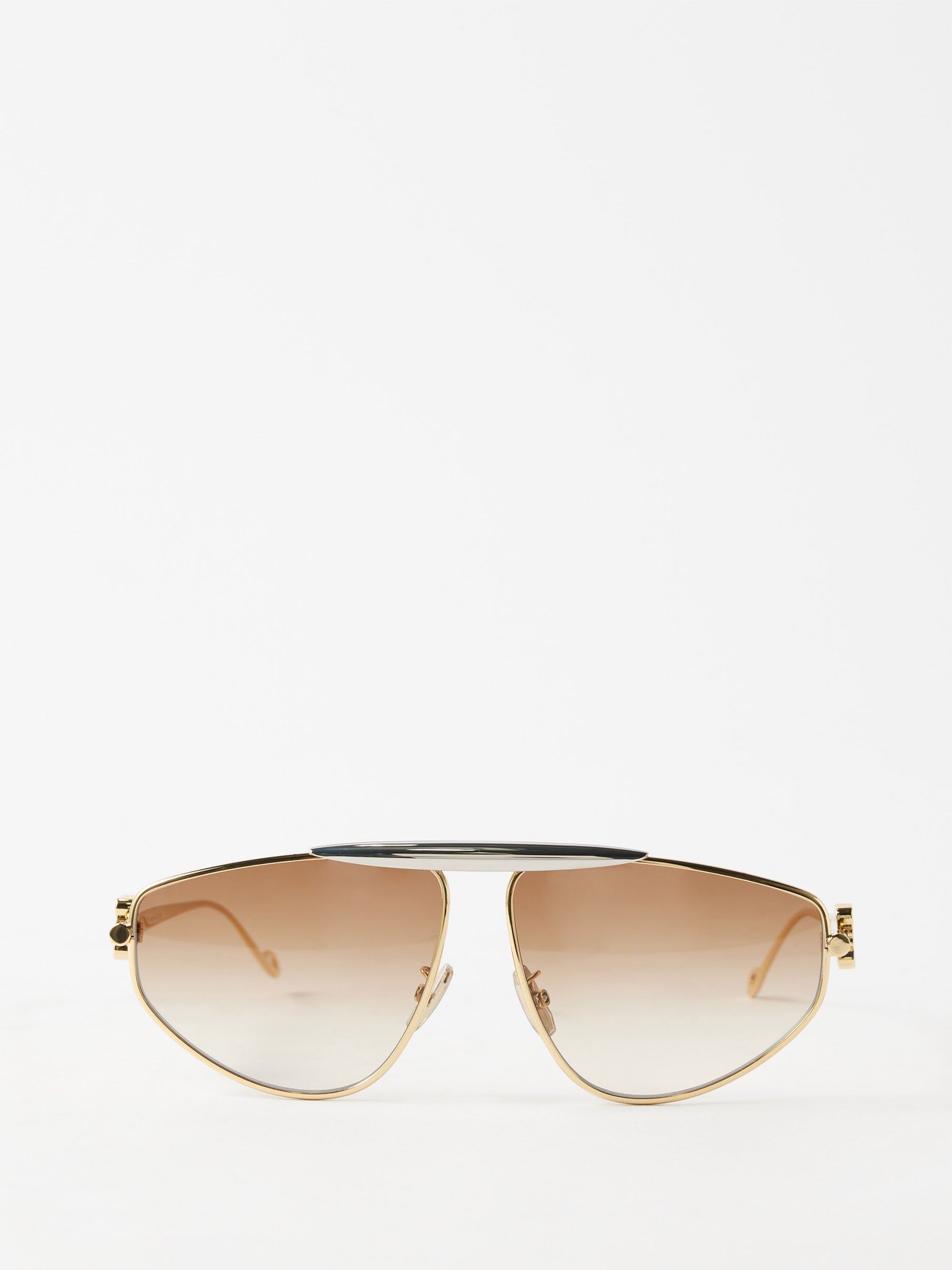 Loewe Spoiler Metal Aviator Sunglasses In Gold Endource 2028