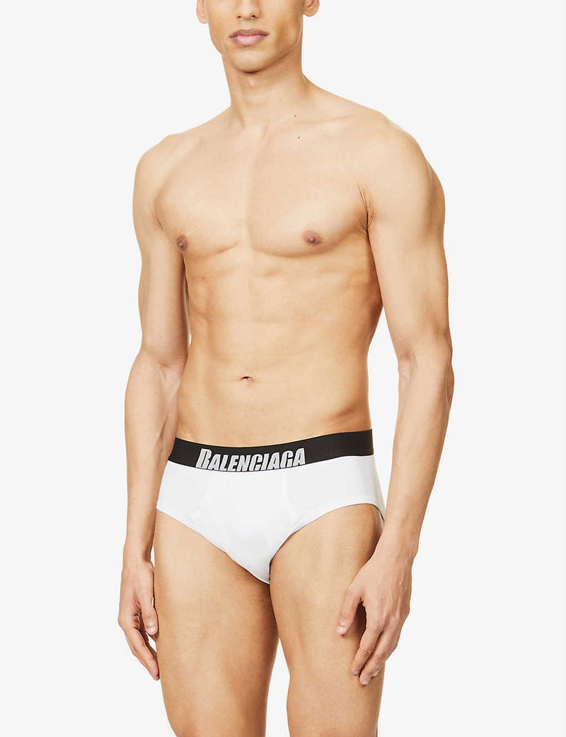 BALENCIAGA Branded-Waistband Stretch-Cotton Boxers in WHITE