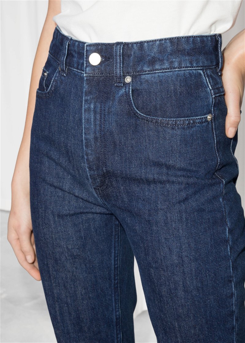 & OTHER STORIES High Waisted Flare Jeans in Dark Blue | Endource