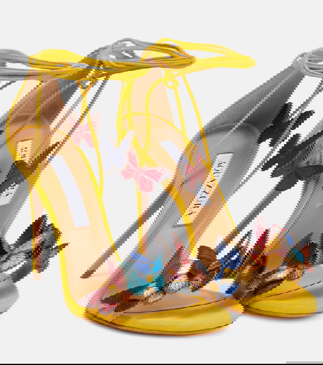 Aquazzura Yellow Sandals Aquazzura Womens Lace Up Open Toe Sandals