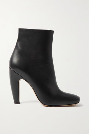 Black leather heeled ankle boot